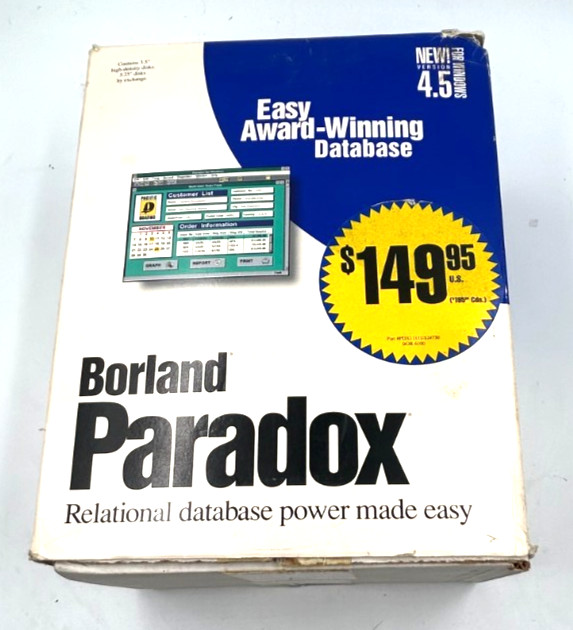 Borland Paradox End User Software V4.5 3.5” Disks For DOS Computers