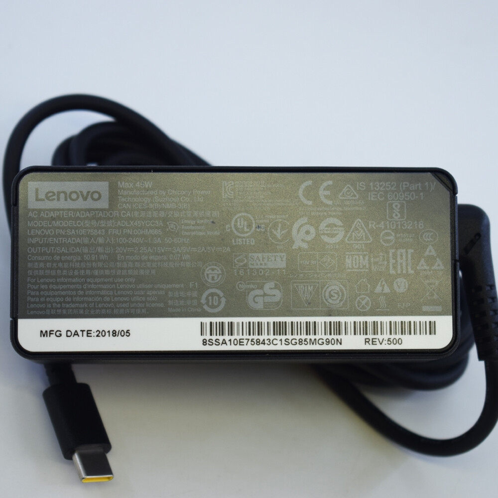 1pc Original Lenovo 45W 20V 2.25A Type C USB C Laptop Power Charger Adapter
