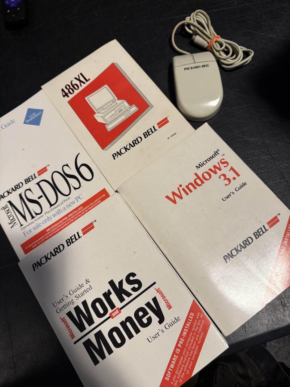 Retro Vintage Packard Bell Legend 486XL Computer PC Desktop Manual And Mouse