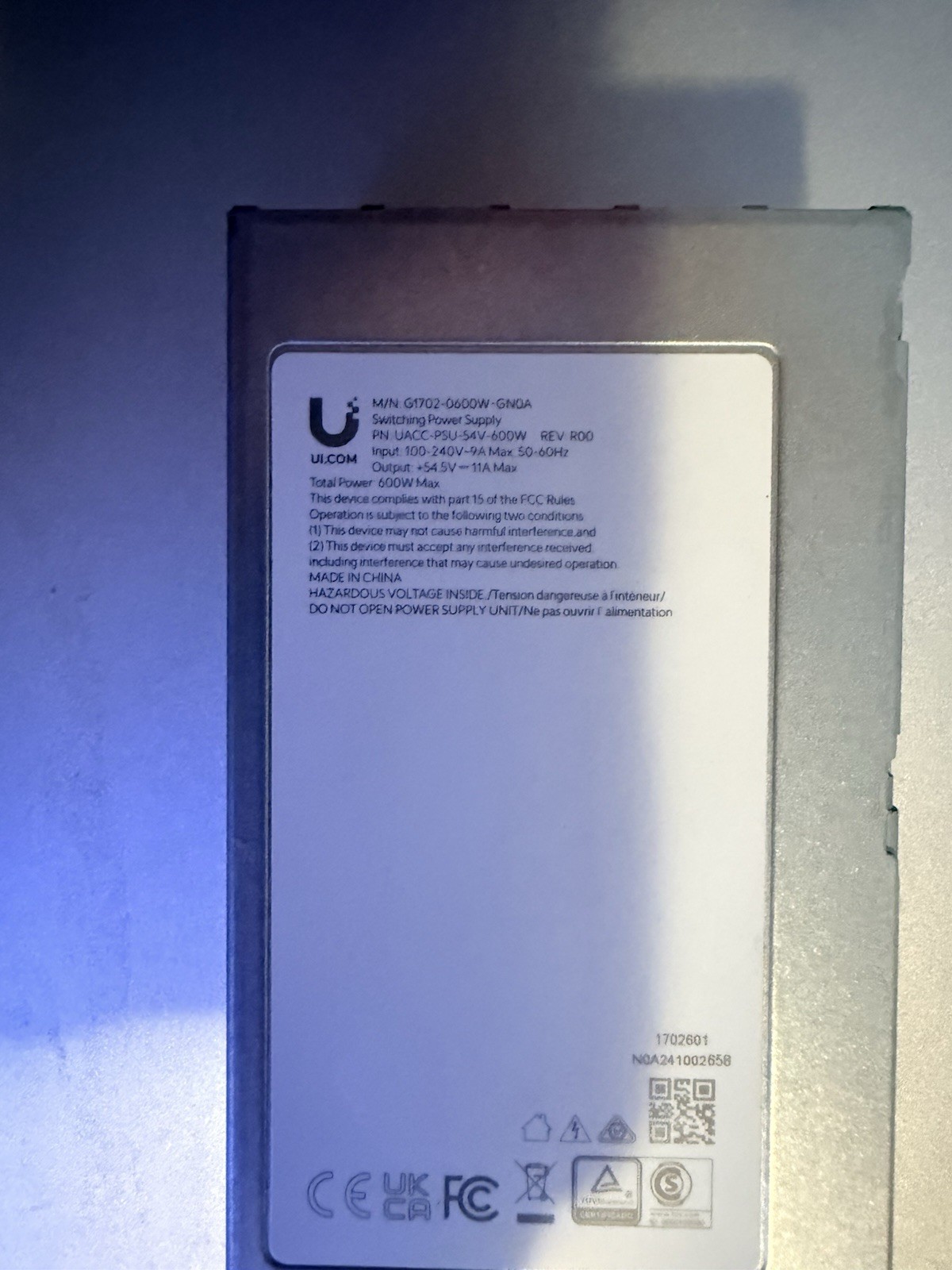 Ubiquiti UACC-PSU-54V-600W