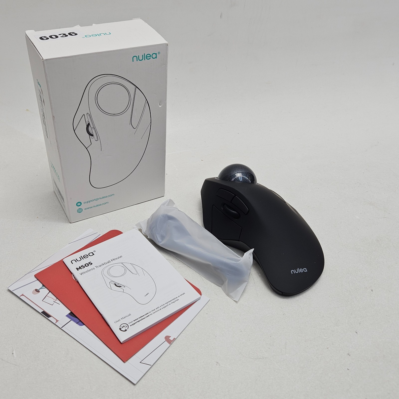 Nulea M505 Wireless Trackball Mouse USB & Bluetooth Black Ergonomic Rechargeable