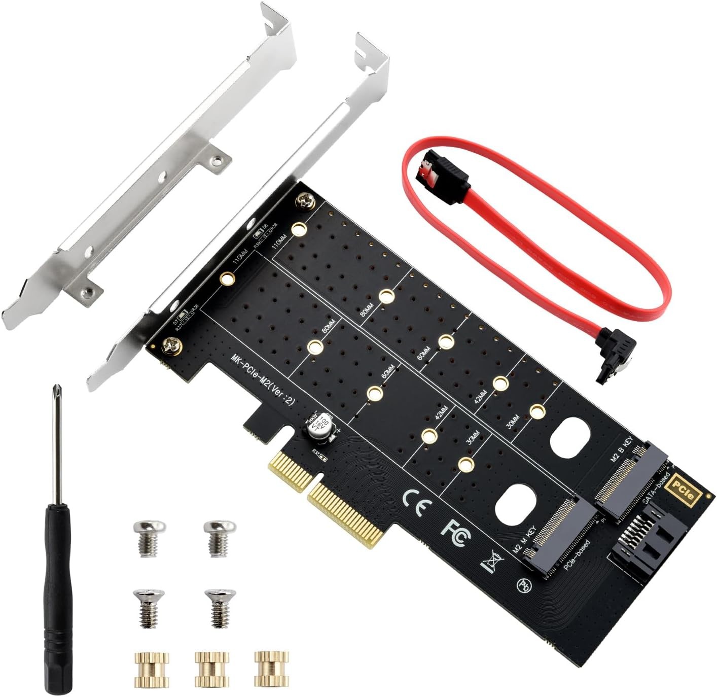 Dual M.2 NVMe NGFF to PCIe X4 32Gbps SSD Adapter Card Storage Expansion