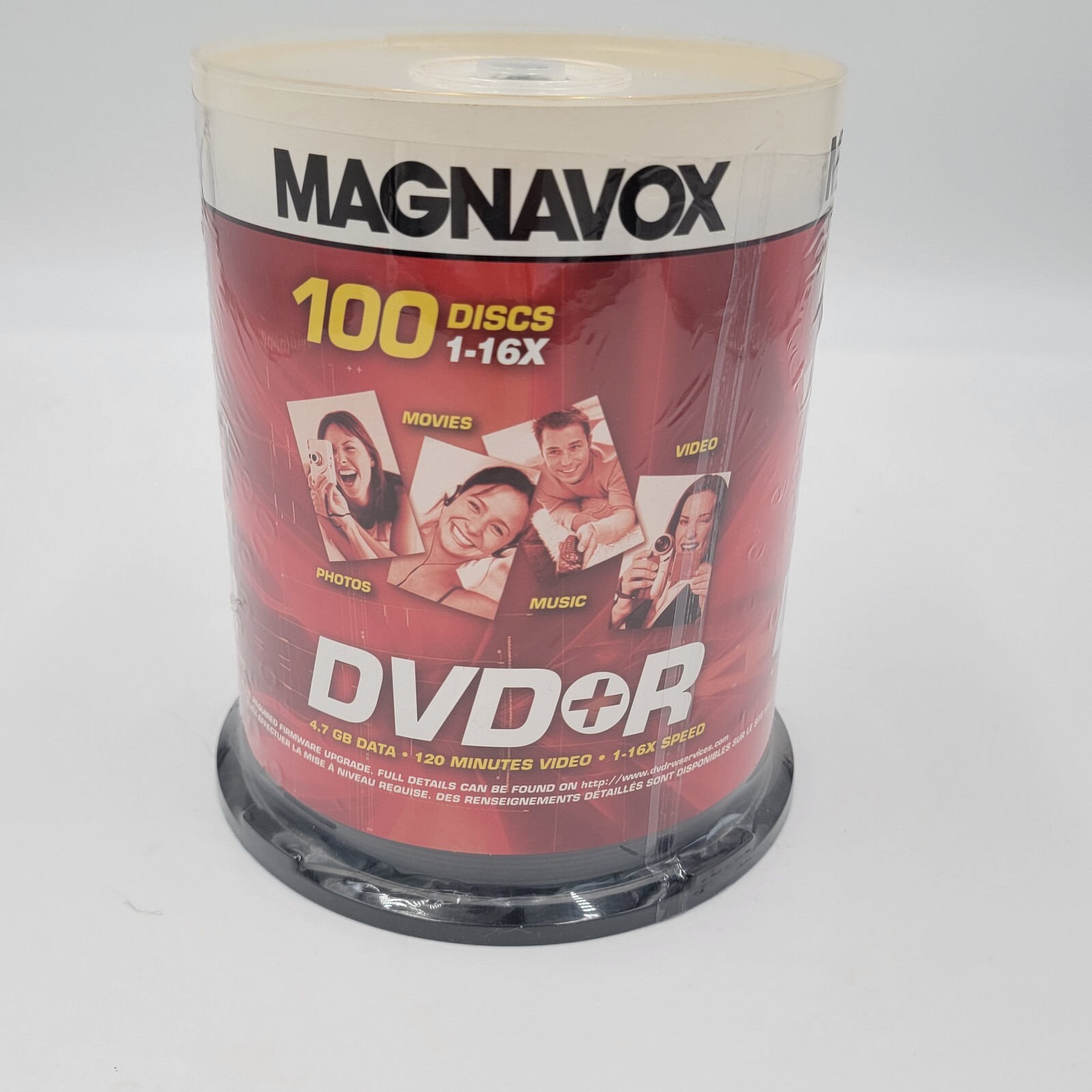 Magnavox DVD + P 100 Discs 4.7 GB Data 120 Minute Videos 1-16X Speed 