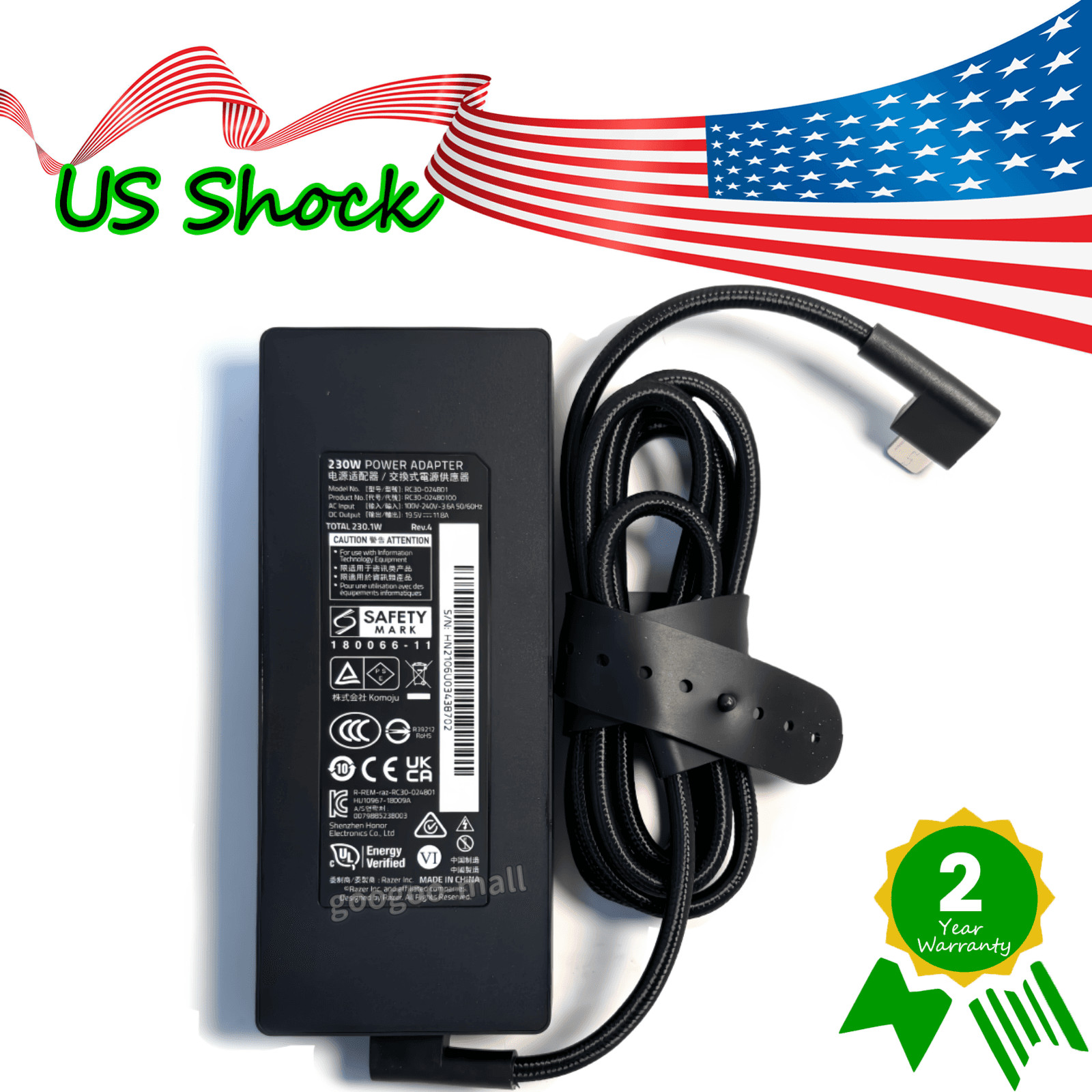 Genuine Charger Power Adapter 230W RC30-024801 for Razer Blade 14" 15" 17" RTX