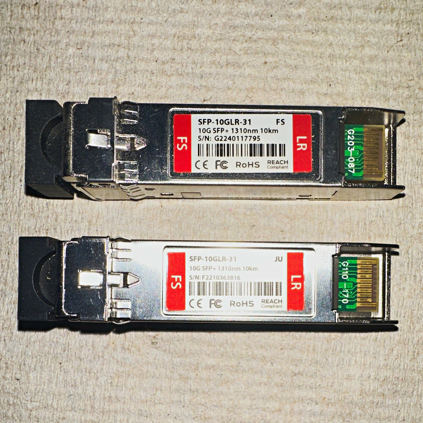 FS SFP-10GLR-31 10Gbps SPP+ 1310nm 10km Duplex LC Transceiver Modules Lot of 2