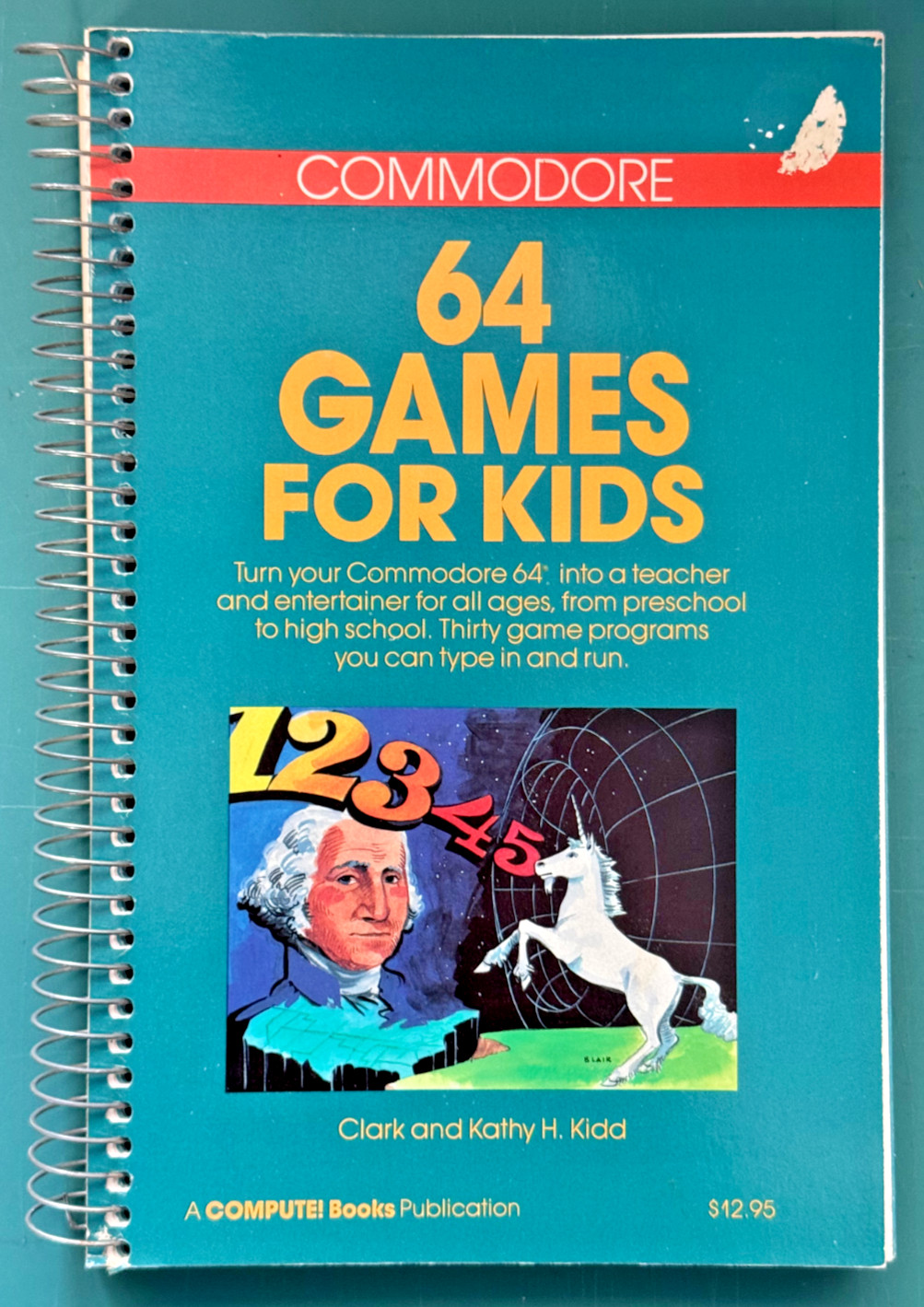 (VG-) Compute's Commodore 64 Games for Kids Spiral Book Kidd 1984 (lite damage)