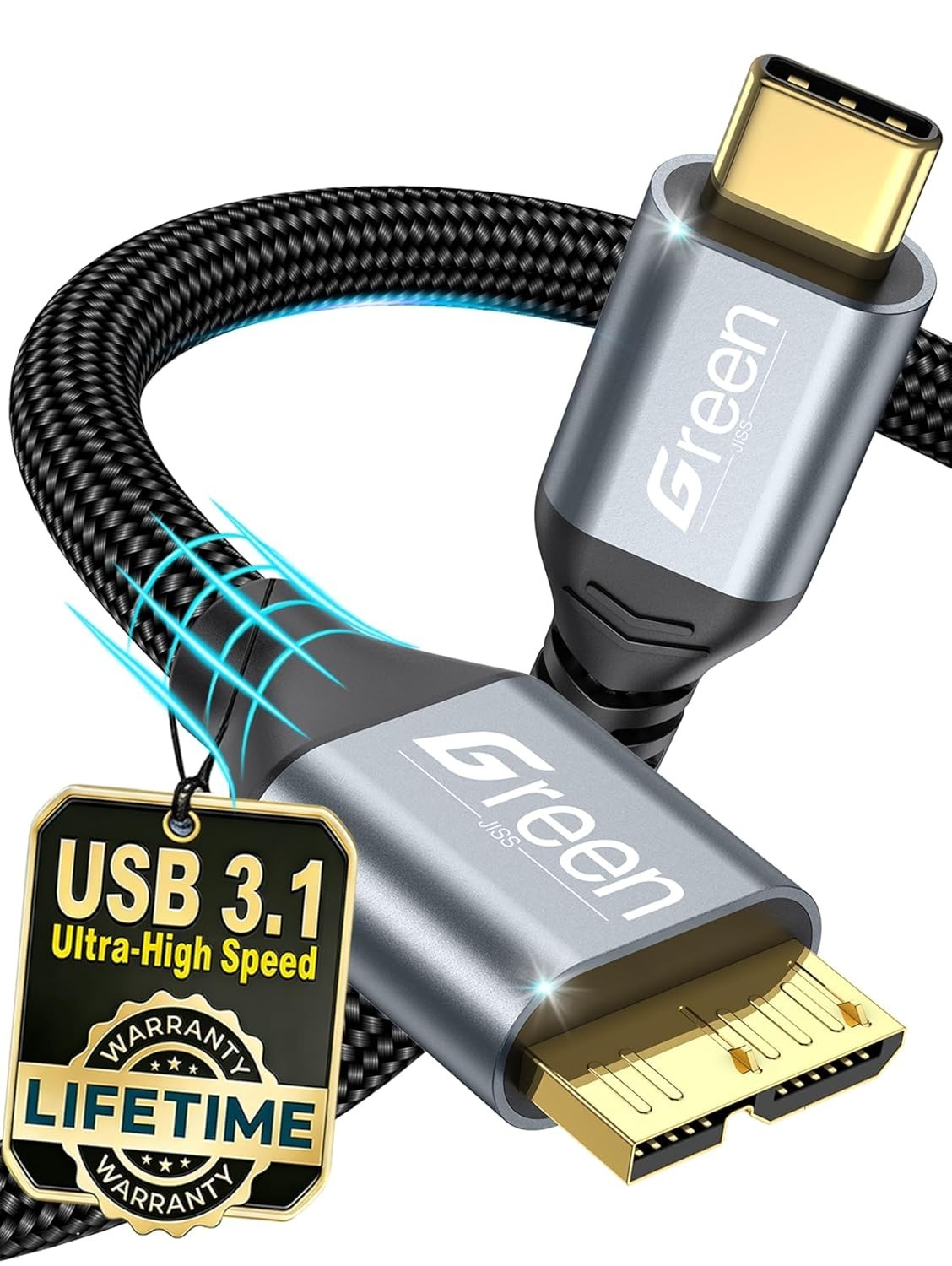 10 Gbps Micro B to USB C Cable, 1Ft 1.5Ft 3Ft 6Ft 10Ft Gold-Plated