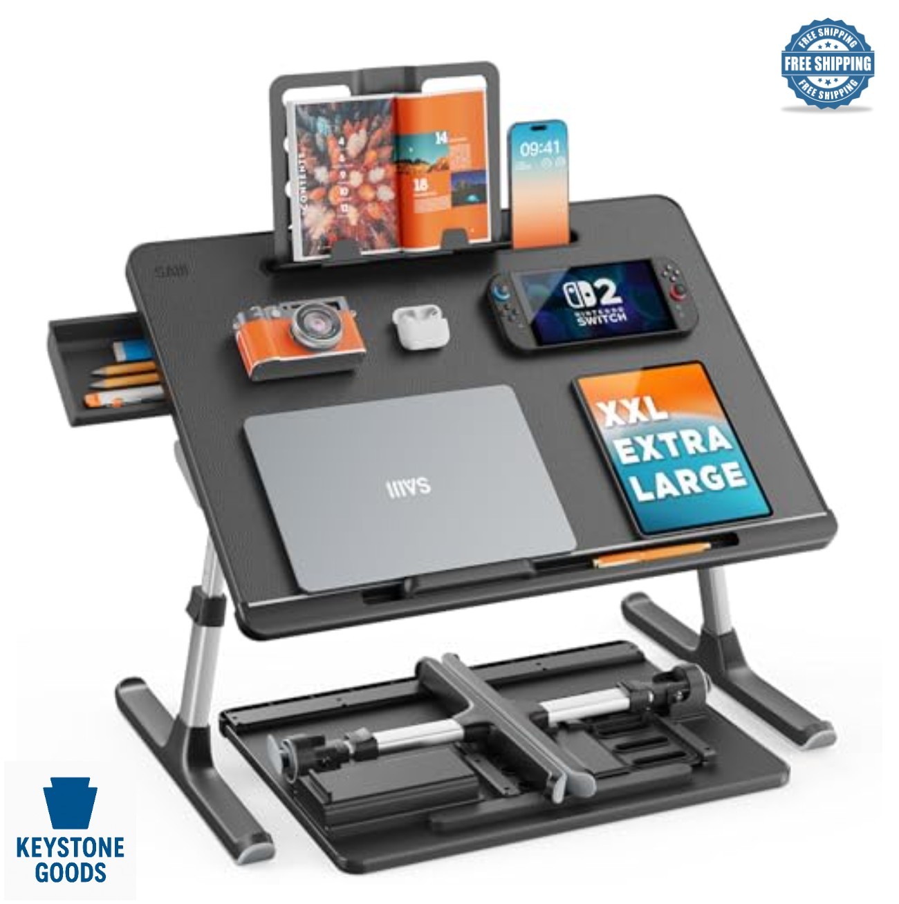 Lap Desk for Bed Extra Large Adjustable Foldable Laptop Table Stand with