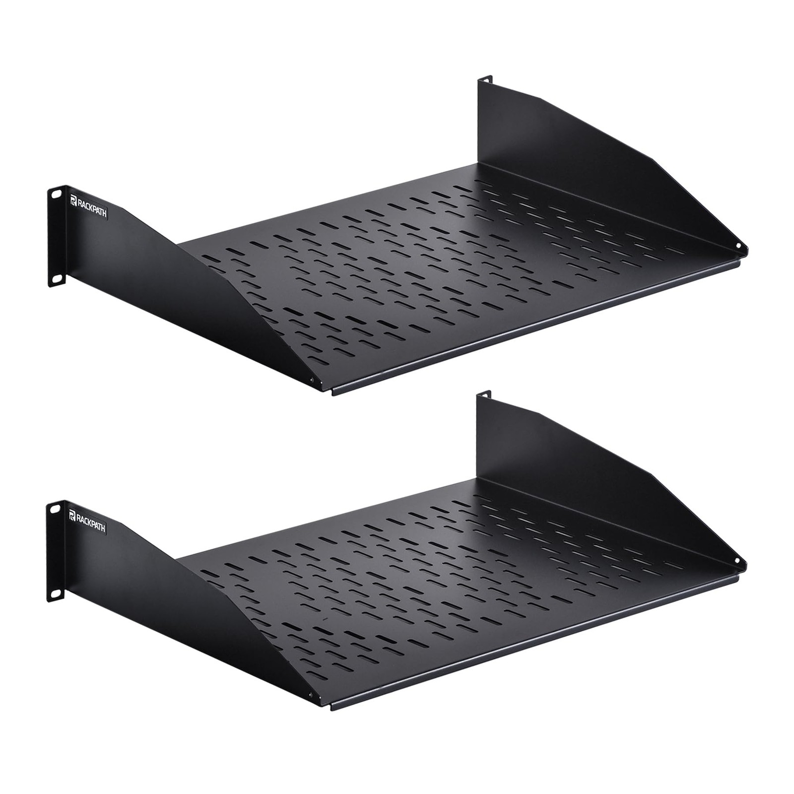 RackPath 2U Cantilever Universal Rack Shelf - 14in Deep – Rackmount Shelf for 19