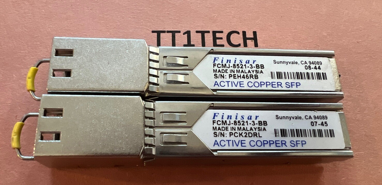 2x Finisar FCMJ-8521-3-BB 1GB BASE-T RJ45 copper Optical SFP Transceiver
