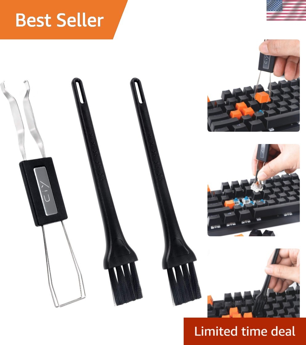 Keycap Puller Switch Puller Stainless Steel Keycap Removal Tool with 2 Pcs Ke...