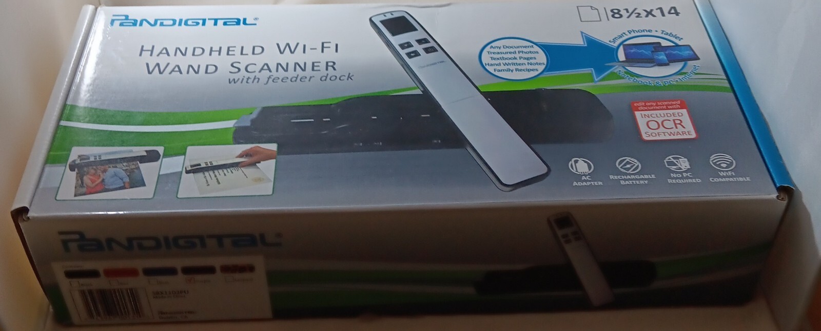 Pandigital Handheld Wi-Fi Wand Scanner with Feeder Dock S8X1103 Purple