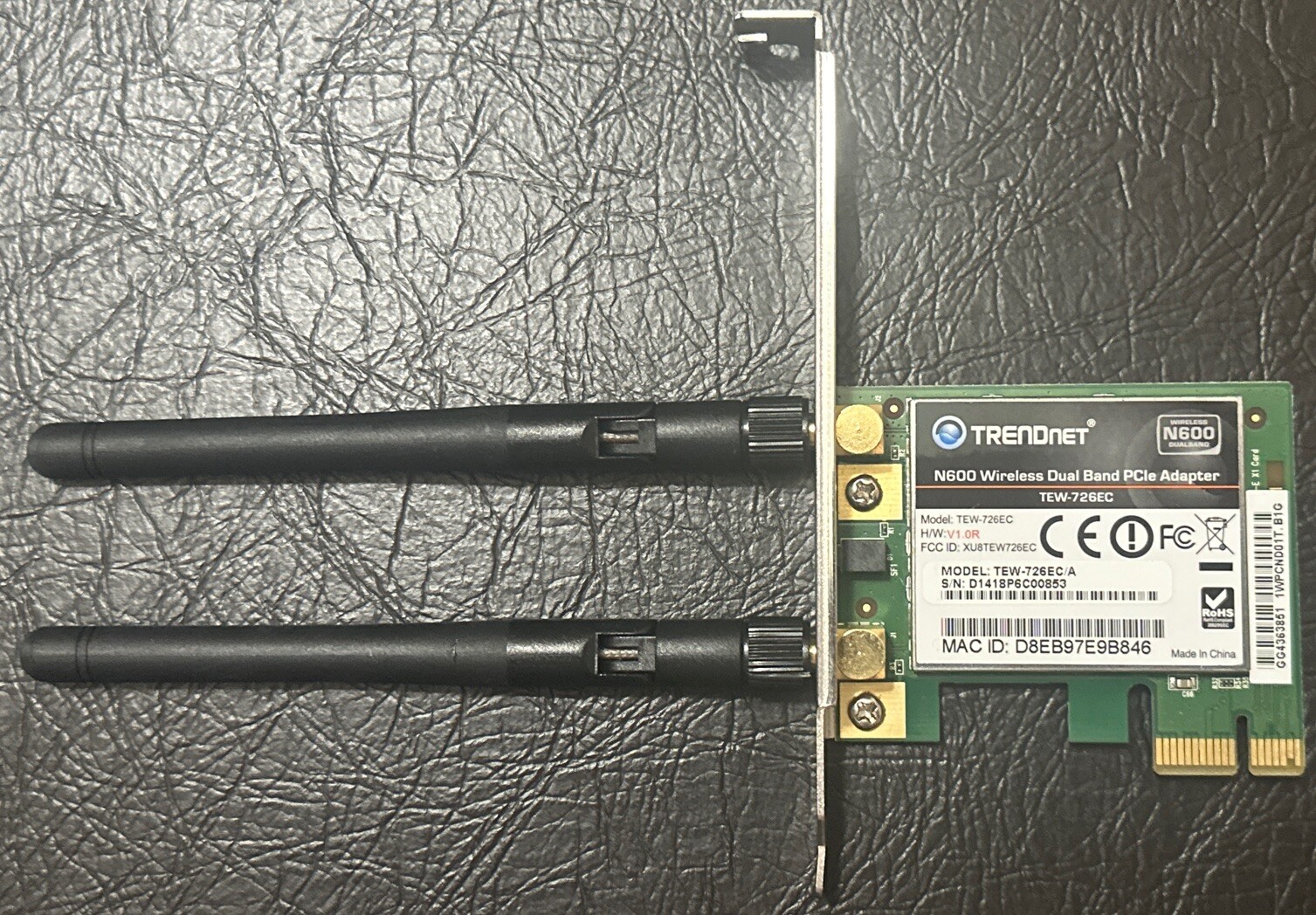 Brand New TrendNet N600 Wireless Dual Band PCIe Adapter  PCIe Card TEW-726EC