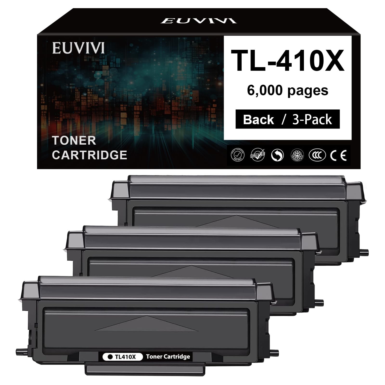 Toner Cartridge Black High Yield 6,000 pages 3Pack TL410X TL410 TL410H