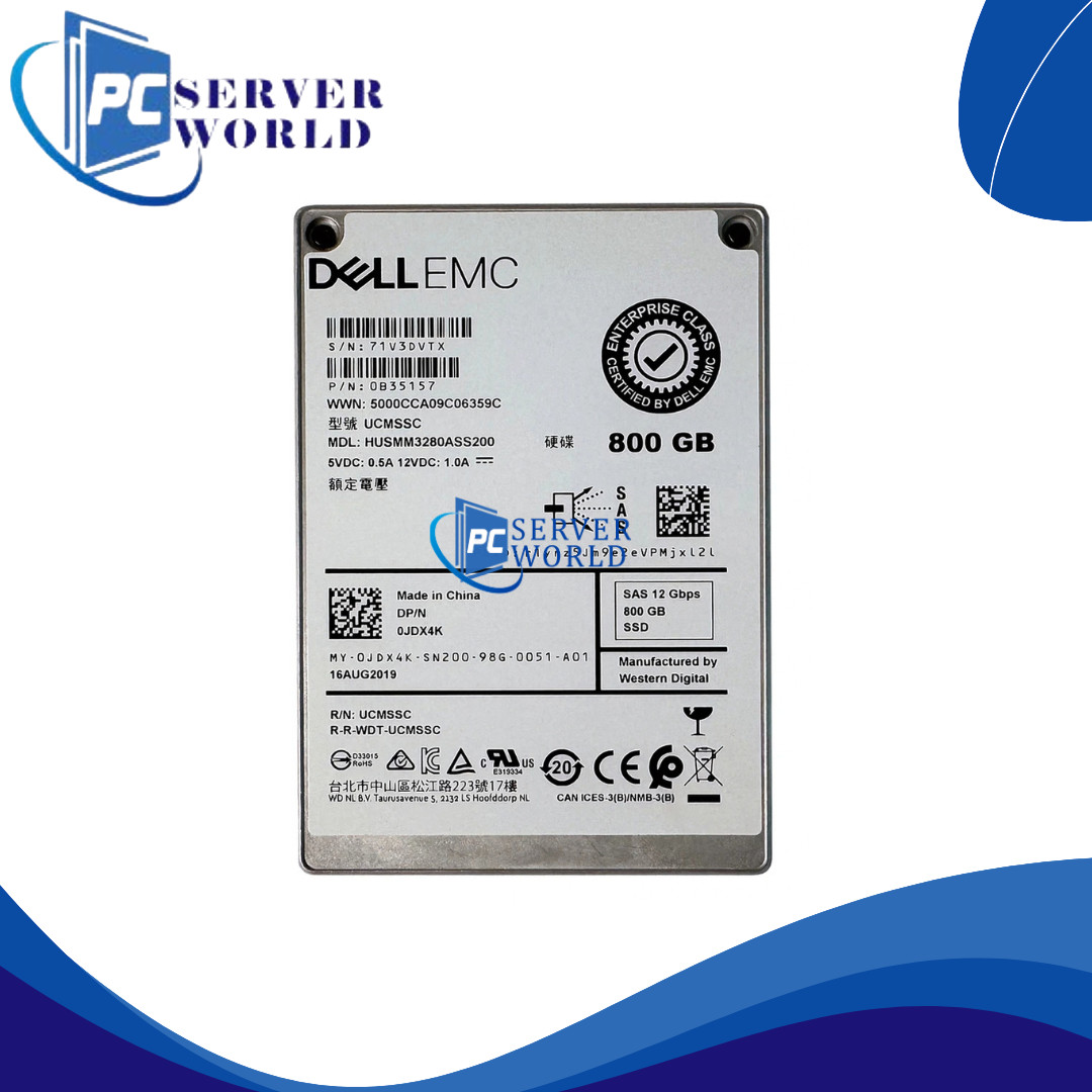 JDX4K DELL 800GB 12GBPS 2.5" SAS SOLID STATE DRIVE 0JDX4K HUSMM3280ASS200