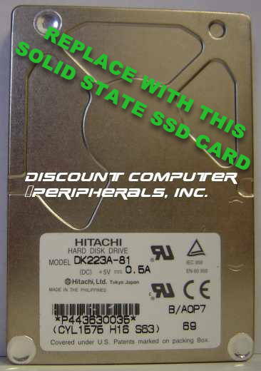 Replace Worn Out HITACHI DK223A-81 with this SSD 1GB 2.5" 44 PIN IDE CF SSD Card