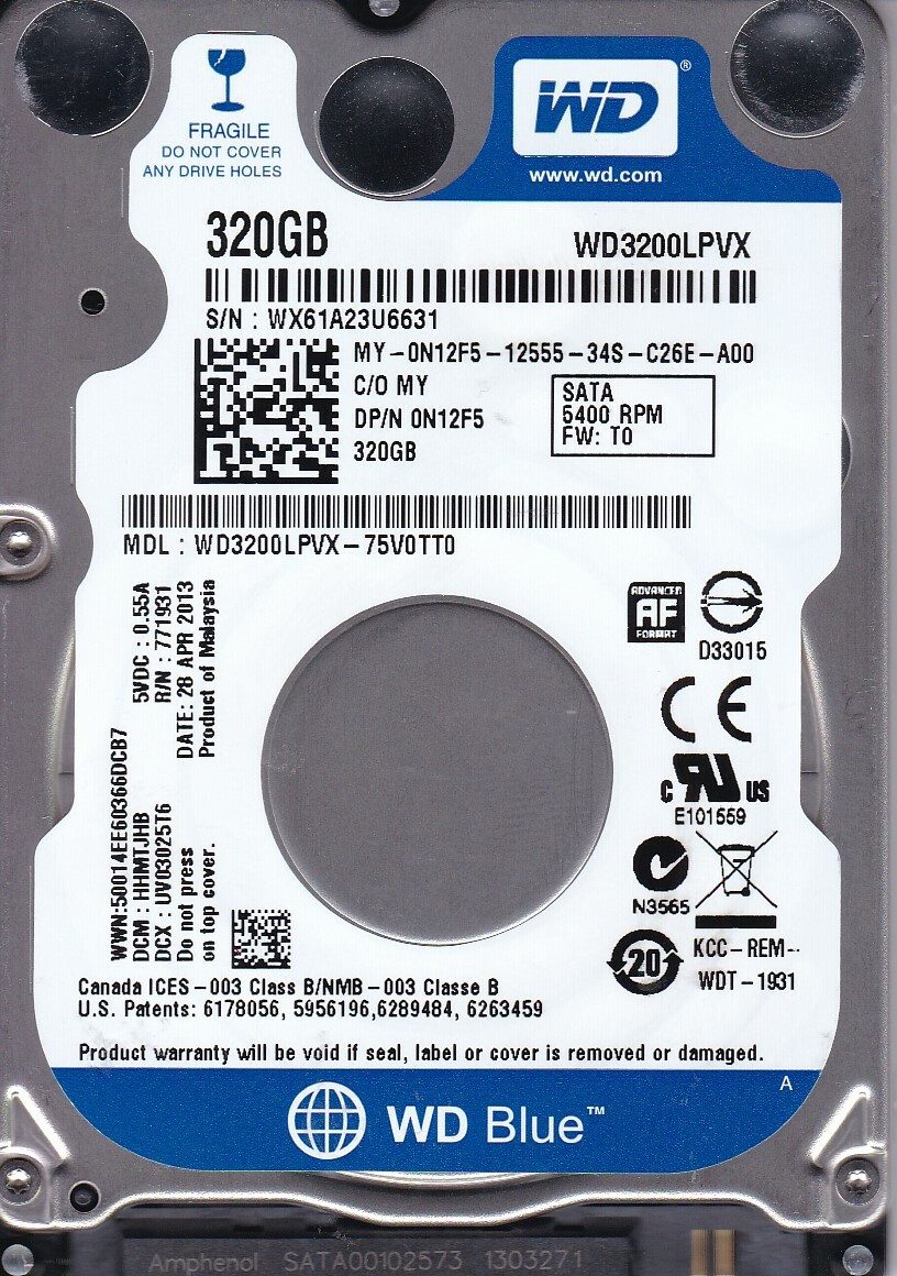WD3200LPVX-75V0TT0 dcm: HHMTJHB WX61A2 320GB 2.5" SATA Malaysia Western Digital