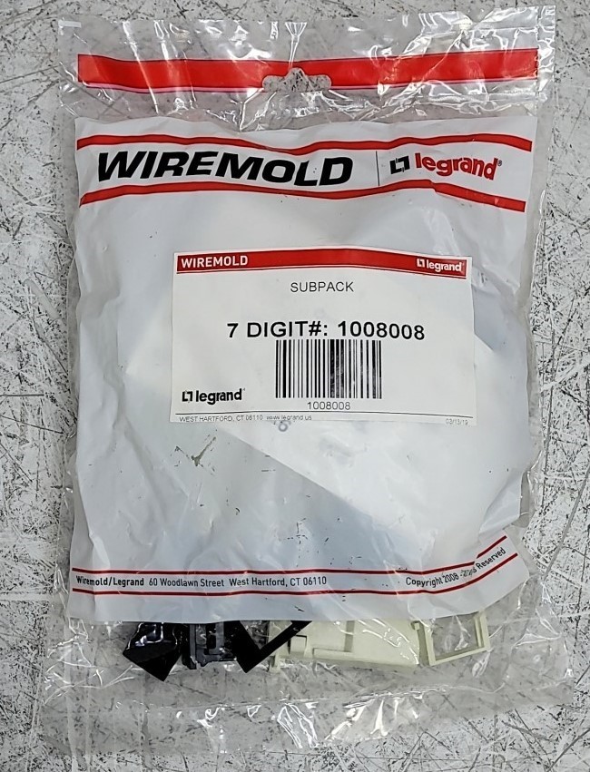 NEW SEALED BAG legrand WIREMOLD 1008008 Raceway Networking Subpack