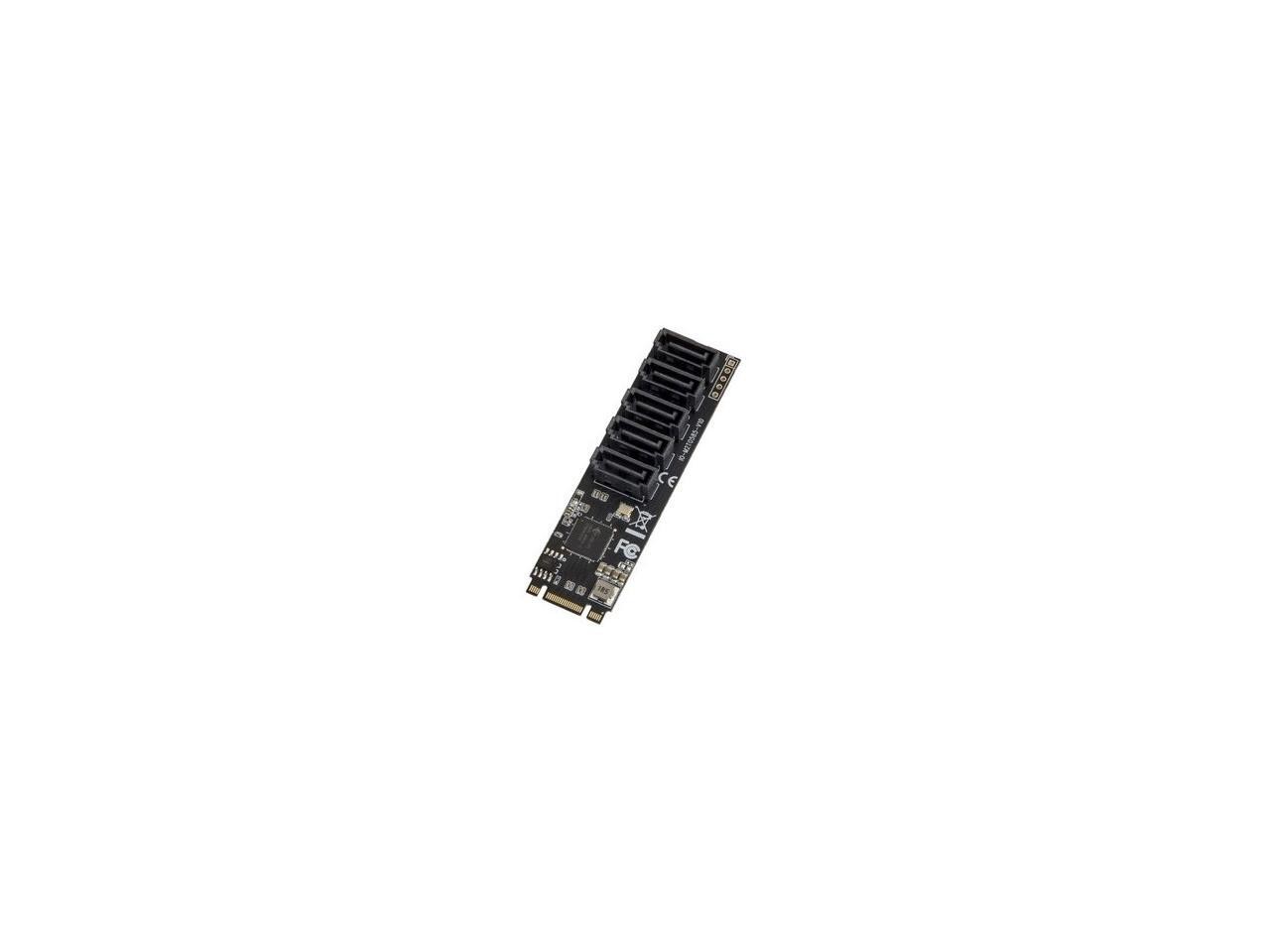 Syba 5 port Non-RAID SATA III 6Gbp/s to M.2 B+M Key Adapter PCI-e 3.0 x2
