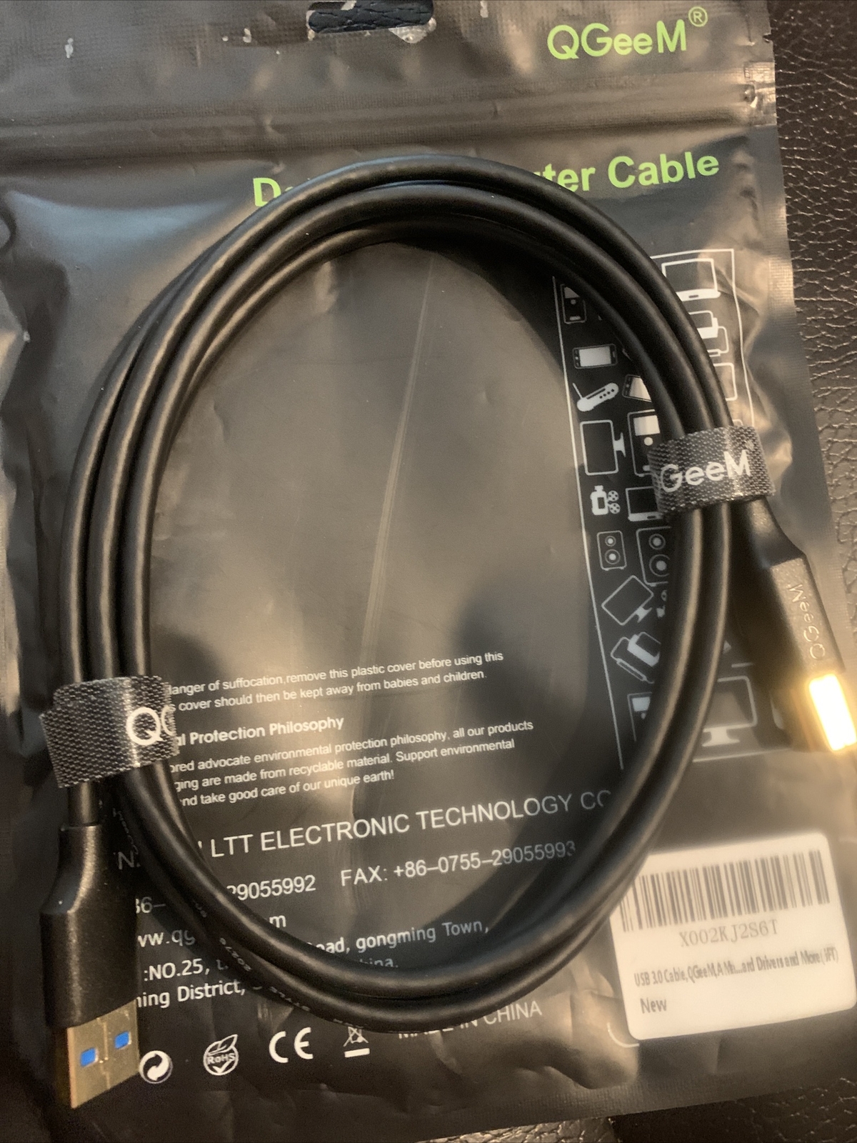 6 FT. Black USB 3.0 Cable (NEW)