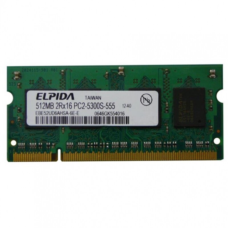 Elpida 512MB DDR2 SODIMM RAM Module PC2-5300S-555 EBE52UD6AHSA-6E-E