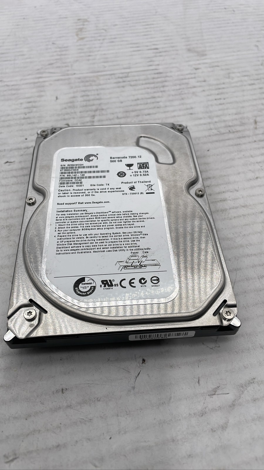 Seagate Barracuda 7200.12 ST3500418AS 500GB SATA 3.5" HDD 9SL142-140 CC44