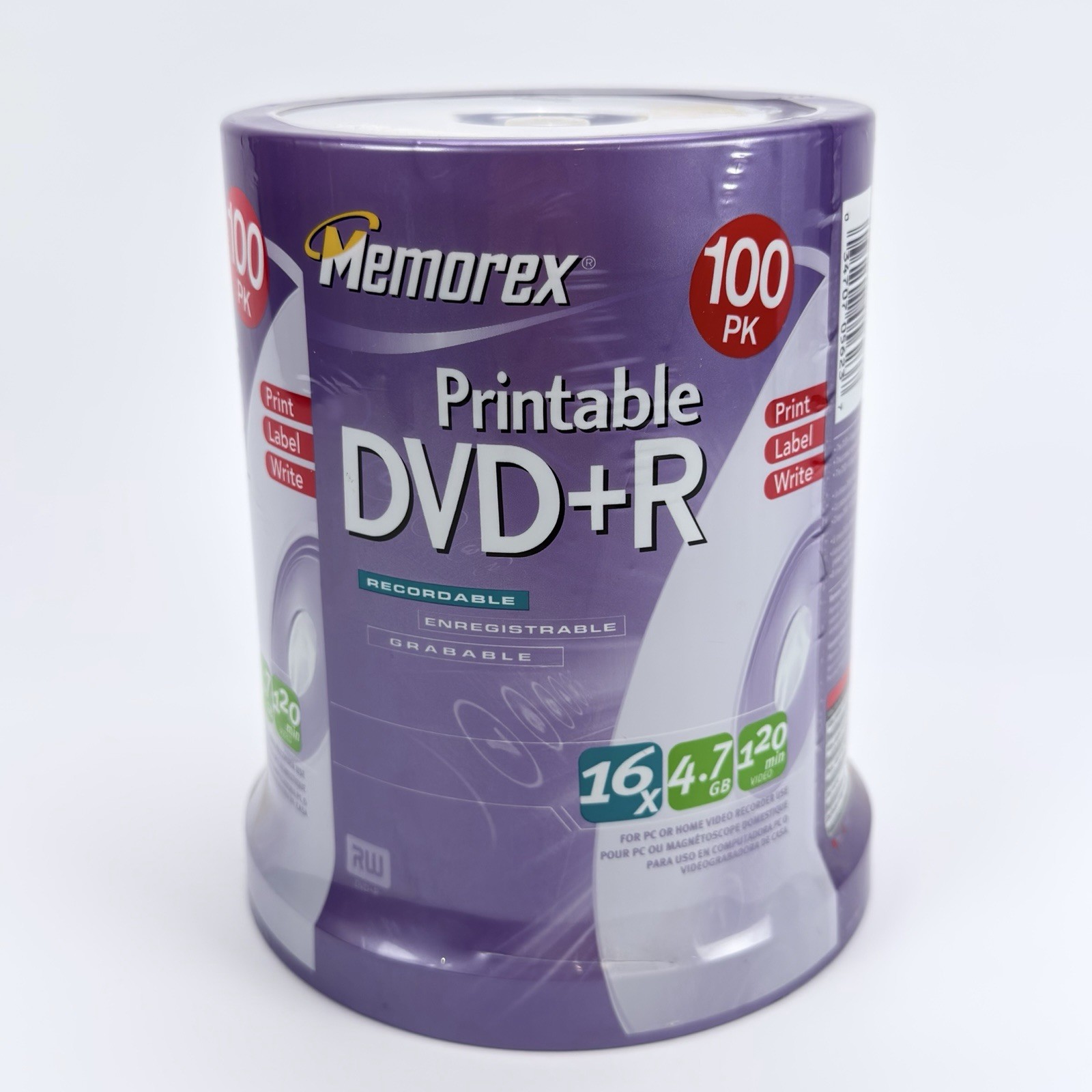 Memorex Printable DVD+R 100 Pack 16X 4.7GB 120 Minute Discs Brand NEW Sealed 