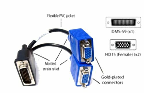 DUAL VGA Ports Adapter (Female). ✔️  HP Dell ✔️ DMS-59 to dual (2) VGA Outputs.