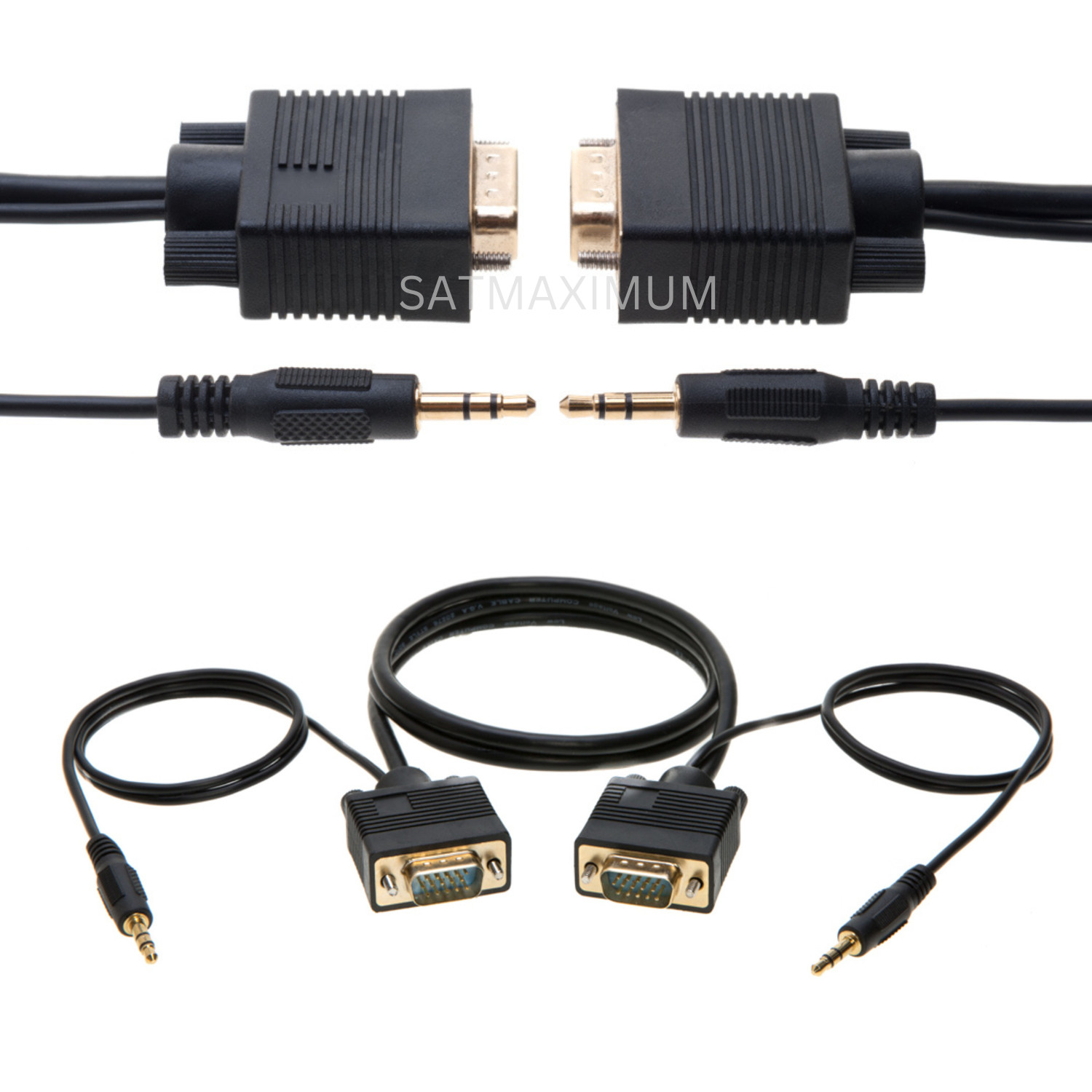 6FT SVGA Super VGA 3.5mm Aux Cable Audio Video Male to Male Monitor 15 Pin