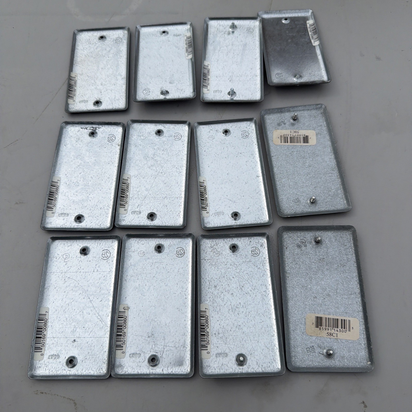 12-Raco Inc 860, 2-5/16" x 4-3/16", Steel, 1-Gang, Electrical Handy Box Covers