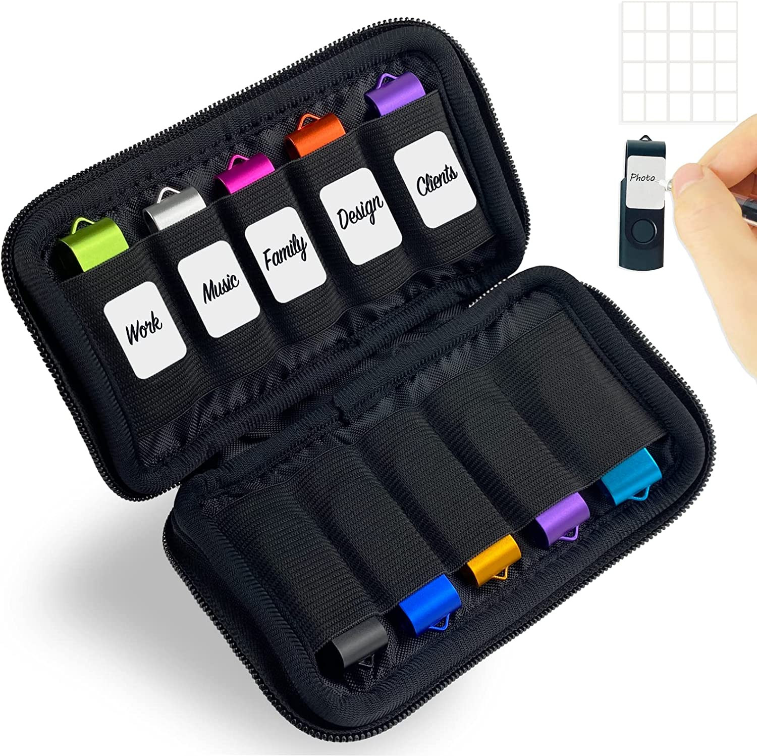 10 Slots Neoprene USB Flash Drive Case with 20 Identification