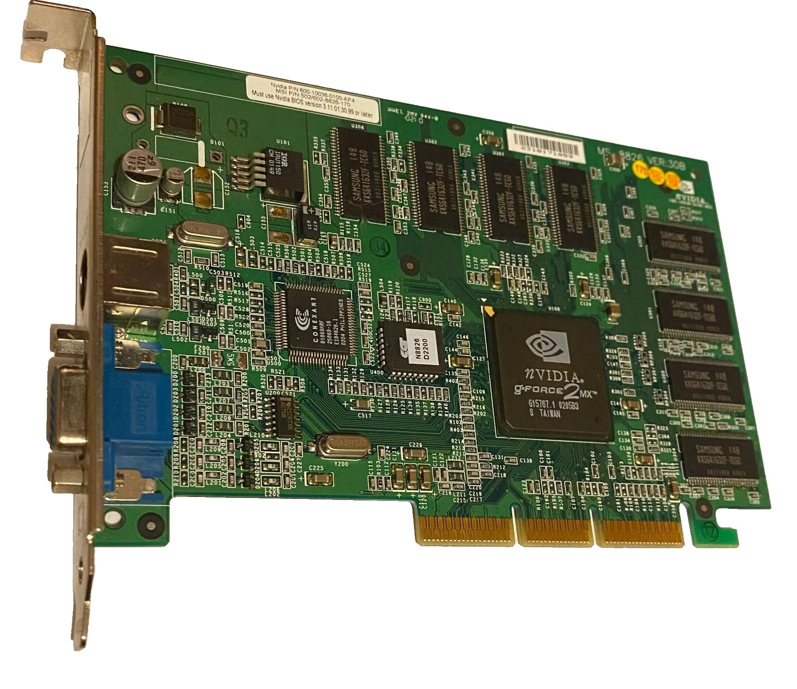 Nvidia P36 G Force 2 MX 64MB DDR AGP Video Graphics Card 180-P0036-0000-A GFORCE