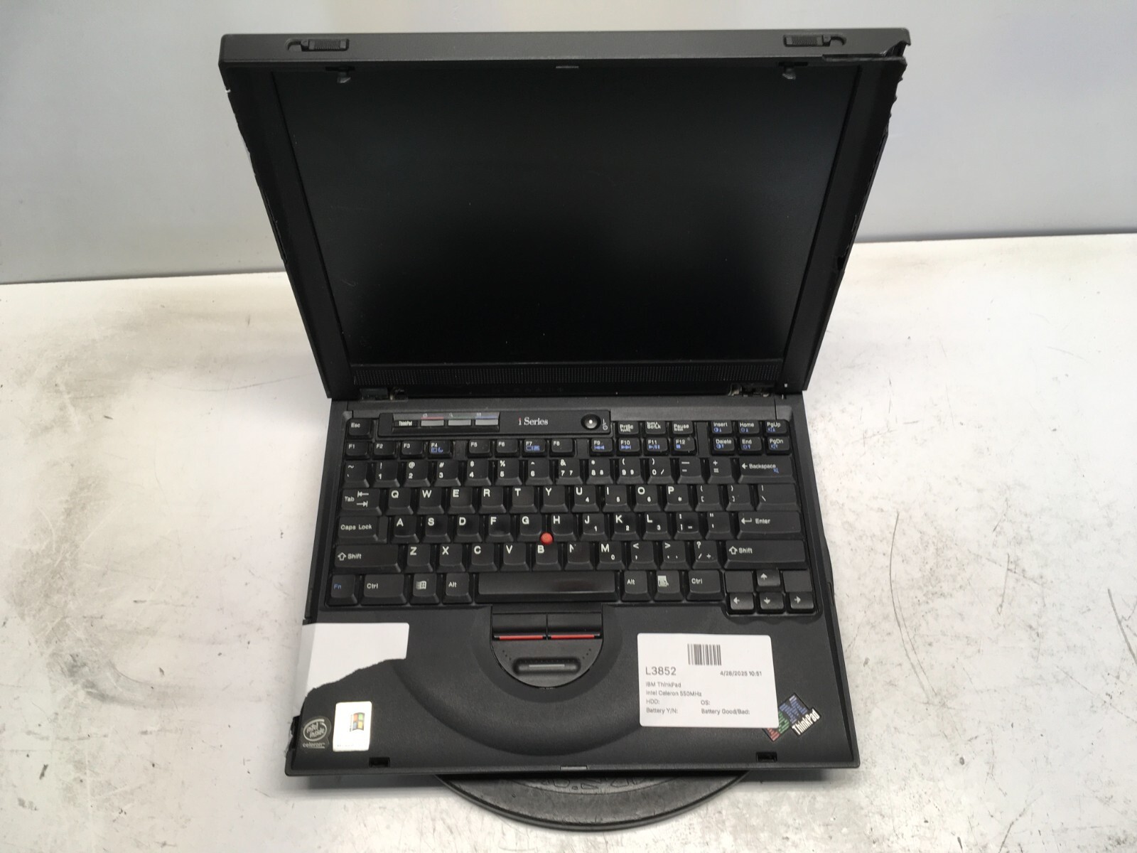 IBM ThinkPad I Series Type 1171 Intel Celeron 550MHz  NO HDD