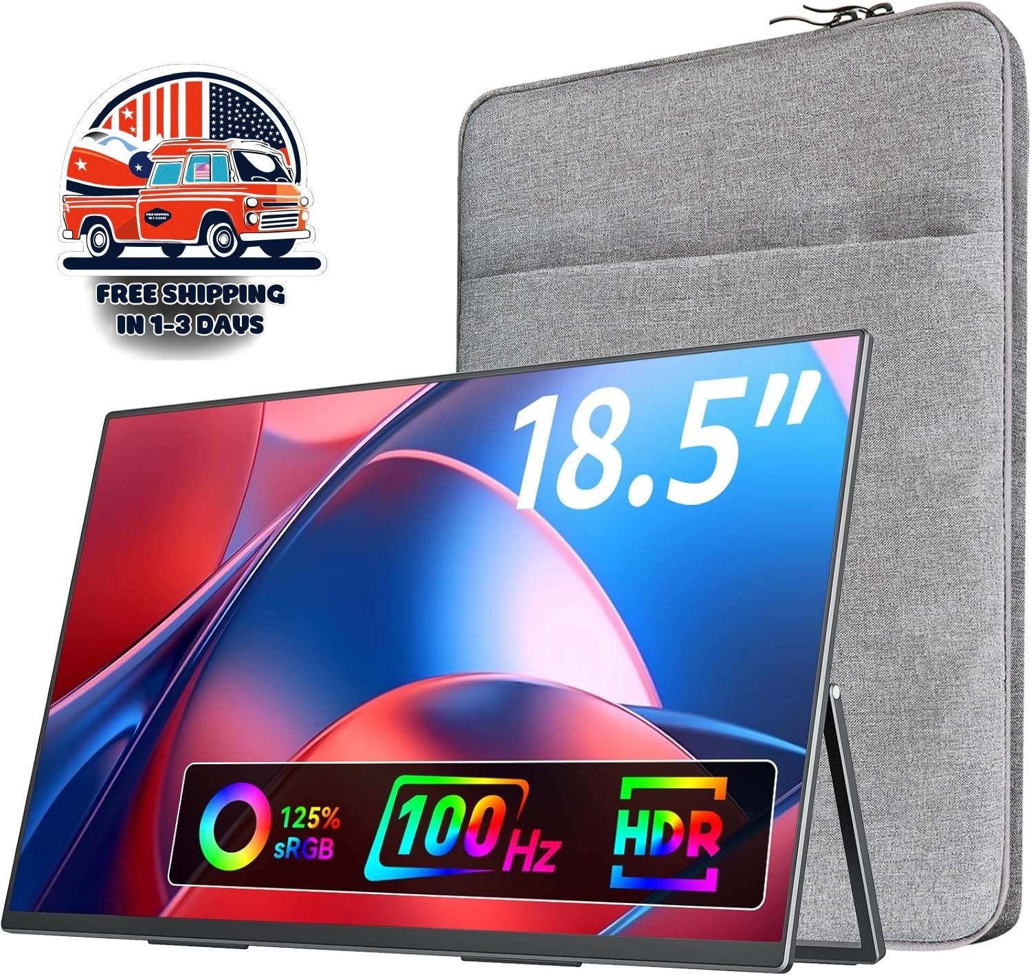 Monitor Portátil 18.5" IPS USB-C HDMI Segunda Pantalla Laptop Altavoces Soporte
