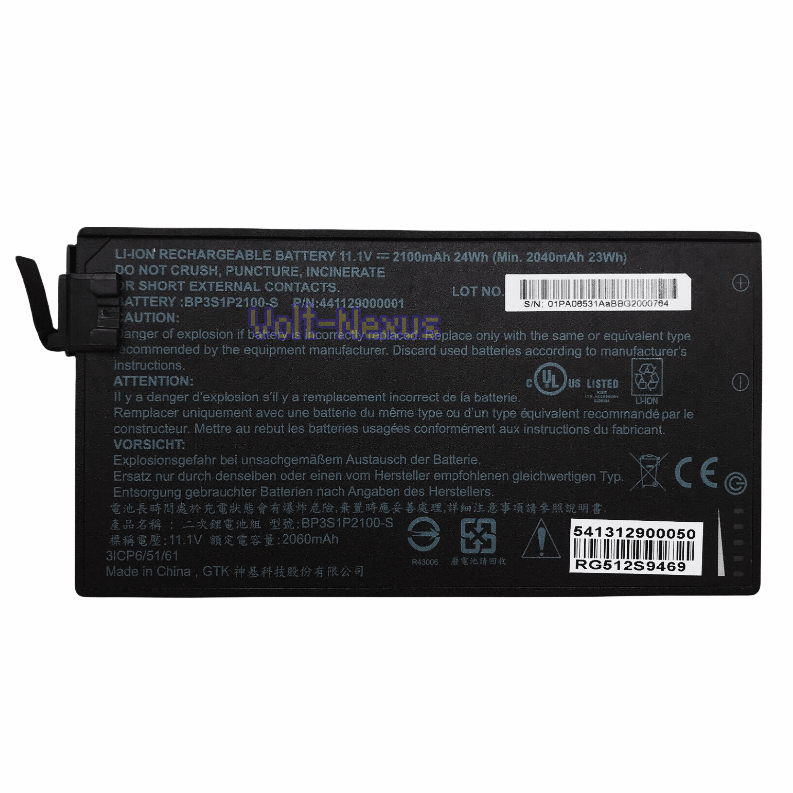 Genuine 2100mAh 24Wh BP3S1P2100-S 441129000001 Battery for Getac V110 V110C