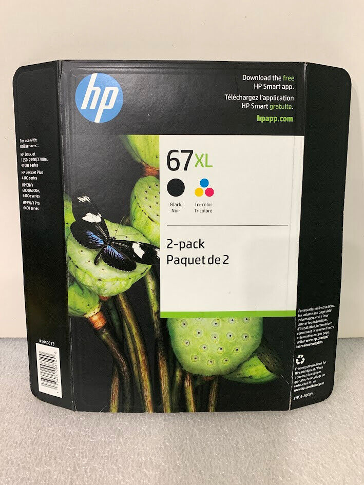 New Genuine HP 67XL Black and Tri Color Ink Cartridges **Original Retail Box**
