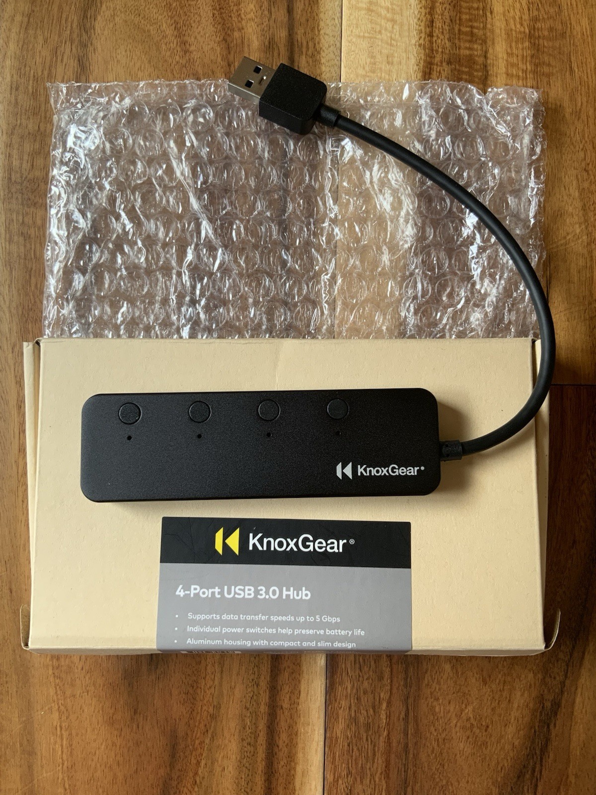 Knox Gear USB 3.0 Hub 4-Port KN-USBA4P01 Black New Open Box