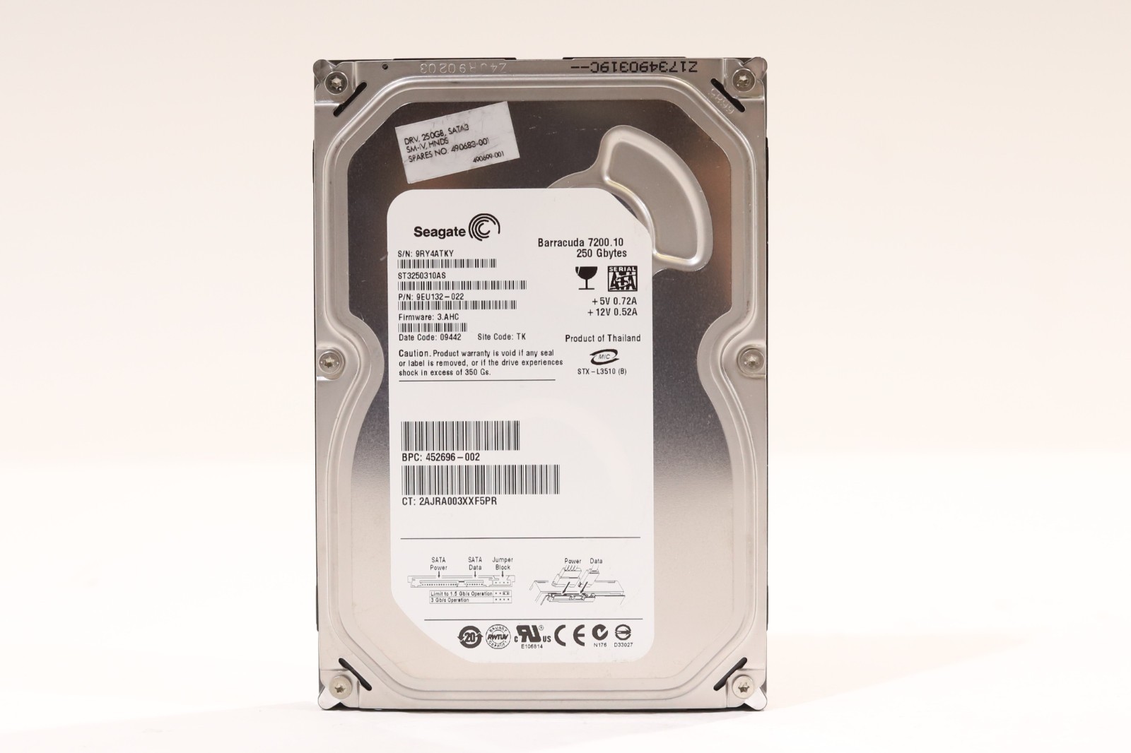 Seagate ST3250310AS 250GB 3.5" 8MB 7.2K RPM SATA HDD P/N: 9EU132-022 Tested