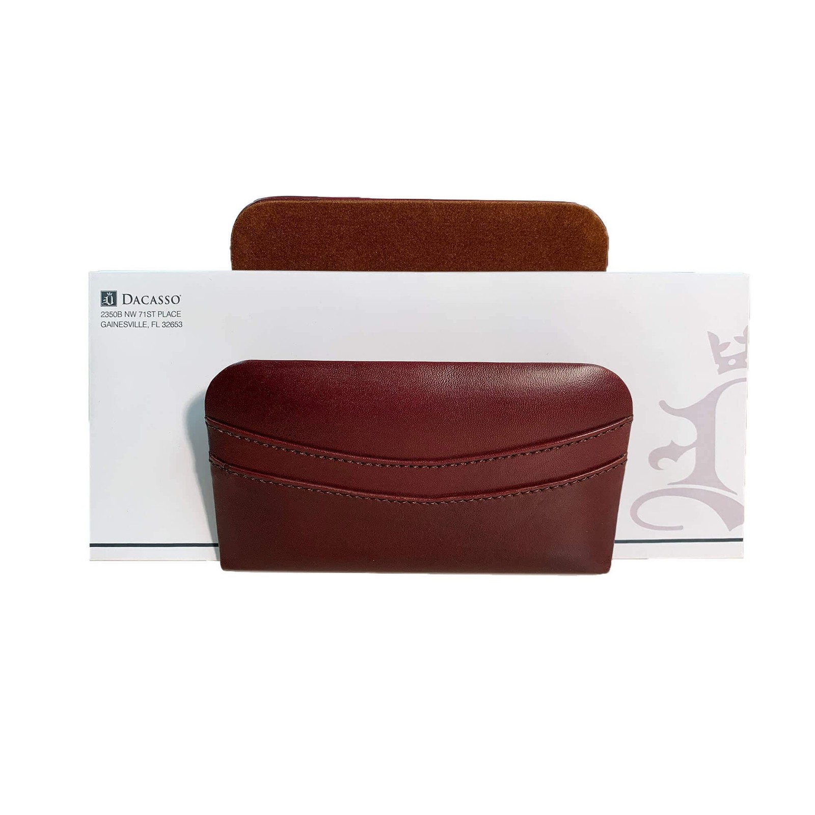Dacasso Mocha Leather Letter Holder Desk Organizer - Top-Grain Leather