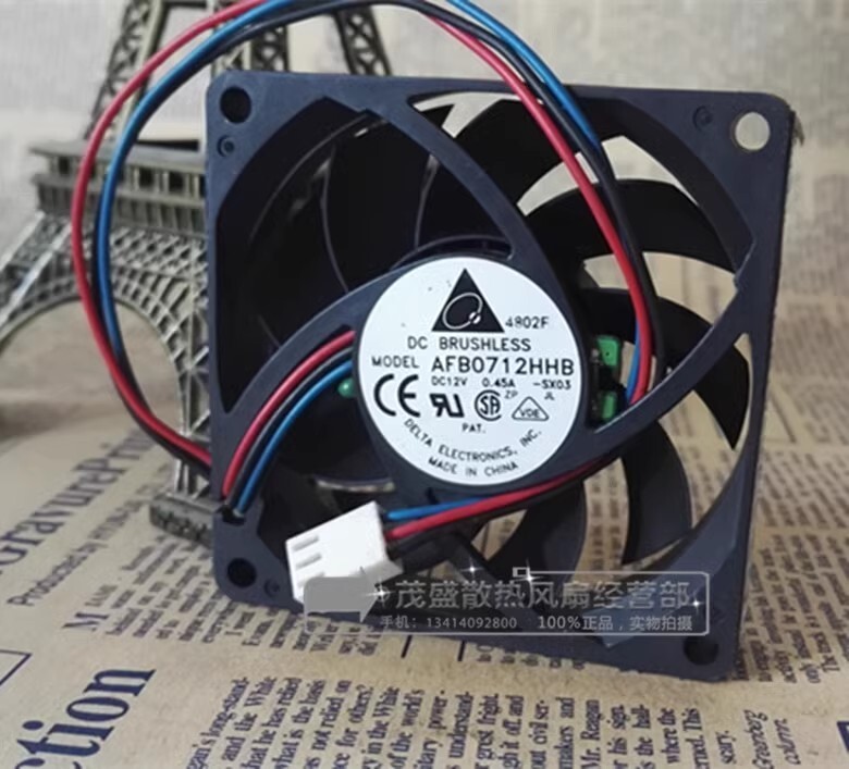 Delta AFB0712HHB DC12V 0.45A 7CM 3-Pin Ball Cooling Fan