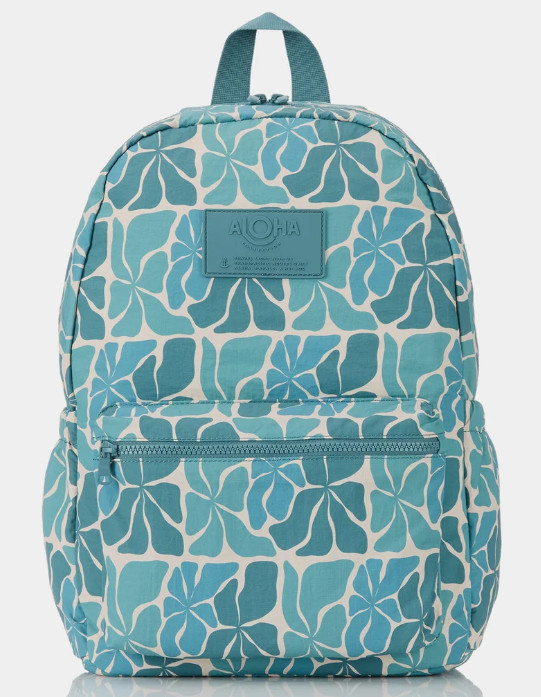 New w/ tags ALOHA Collection Wavy Backpack Pacific Nylon Laptop Travel Bag AUTH