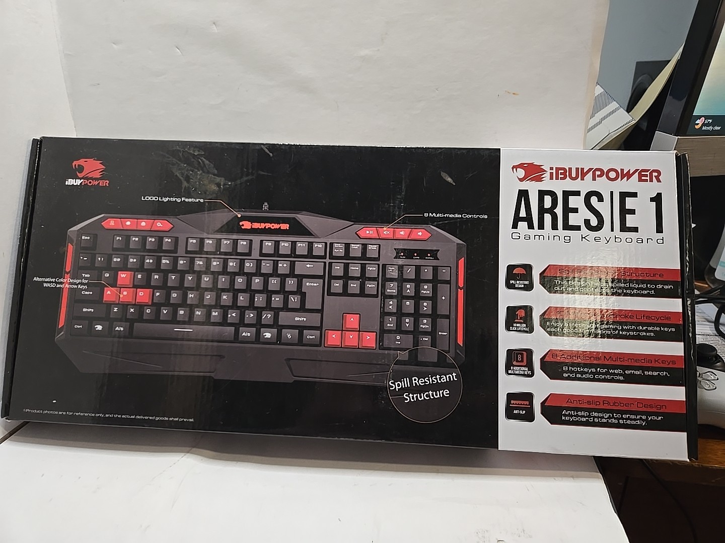 iBuyPower Ares E1 Gaming Keyboard Spill Resistant Black Red New in Box