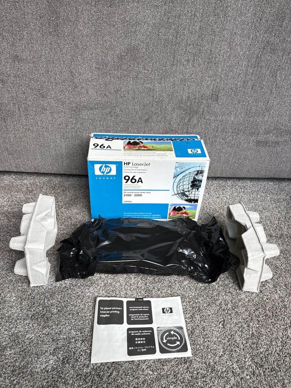 Genuine HP 96A C4096A Black LaserJet Toner 2100 2200 New Sealed Open Box