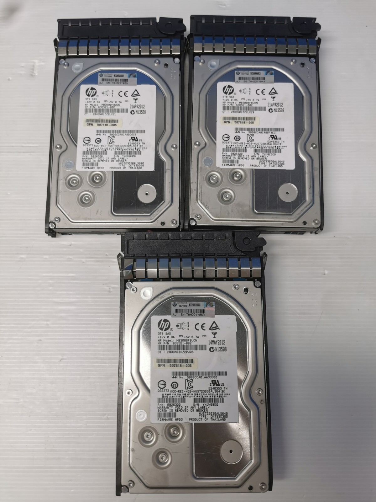 HP 3TB 6G DP 7.2K SAS MDL Hot Plug Hard Drive w/caddy 638521-002/625140-001 3x