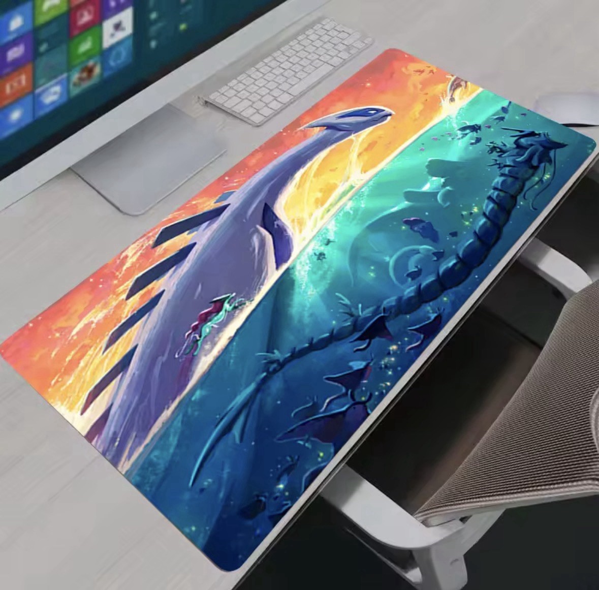Lugia And Gyarados Pokemon Card Ripping Mat Playmat Keyboard Mousepad 24”