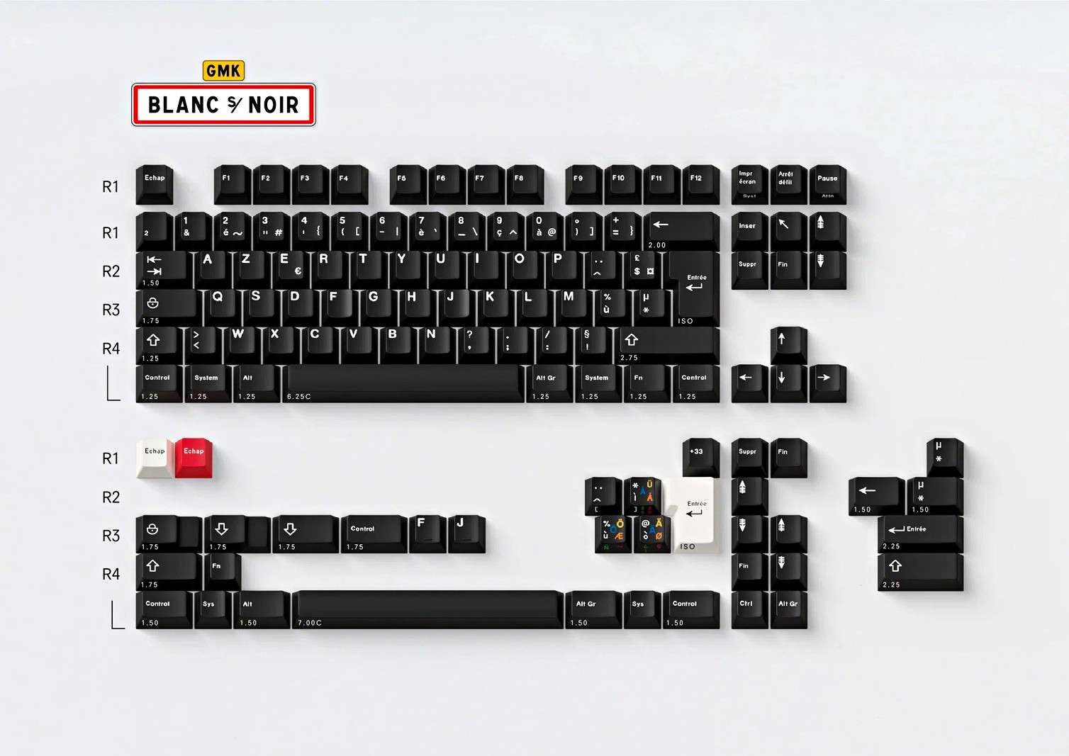 GMK Blanc Sur Noir Keycap Set AZERTY French NEW SEALED