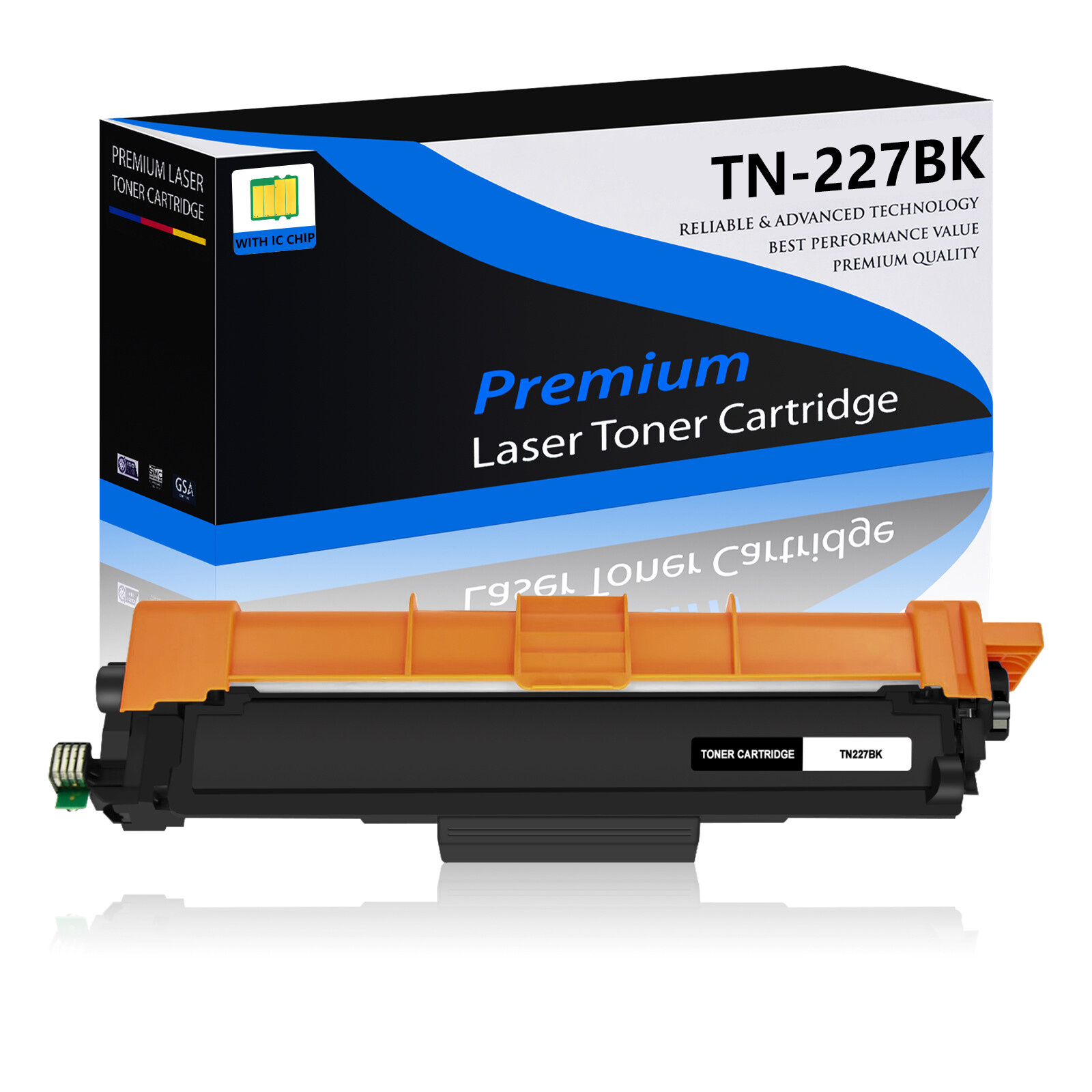 1 PK BK TN227 Toner Cartridge for Brother HL-L3290CDW MFC L3710CW Printer W/Chip
