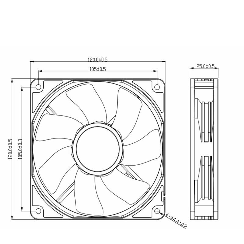DC 3.7V-24V Brushless Chassis Cooling Fan 12025 120mm x 120mm x 25mm 2 Pin Cable