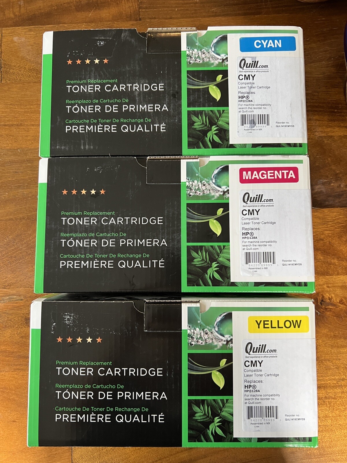 3 QUILL TONER CARTRIDGE FOR HP 128A Premium Replacement Unknown Expiration CMY