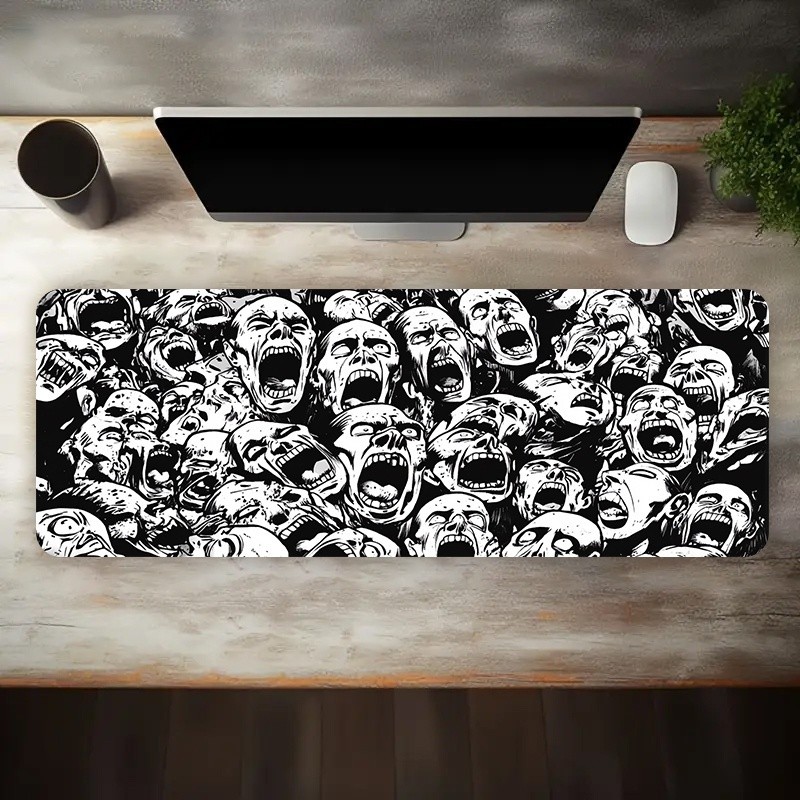 1 Large-sized Esports Gaming Mouse Pad Featuring a Black and White Roaring Mon